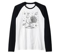 Cosmic Peacock Dreamer Celestial Space Bird Line Art Raglan Baseball Tee