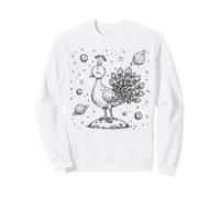 Cosmic Peacock Dreamer Celestial Space Bird Line Art Sweatshirt