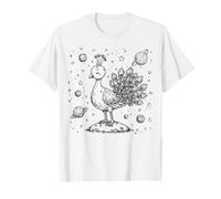 Cosmic Peacock Dreamer Celestial Space Bird Line Art T-Shirt