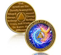 Cosmic Phoenix 1 Year Sobriety Coin, Growth & Rebirth AA Medallion | Affirmation AA Chips and Medallion, Alcohol Free Anniversary Celebration AA Coin, Clean Living Sobriety Gifts for Men Women