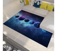 Cosmic Planet Area Rugs 80x150 Outer Space Celestial Nursery Rugs for Living Room Low Pile Large Washable Rug Non Slip Soft Faux Wool Area Rug for Bedroom Home Office Dining Room Blue Carpet