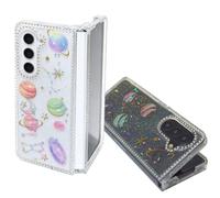 [Cosmic Planet Pattern] for Samsung Galaxy Z Fold7 Phone Case, Transparent Glitter Star Protective Cover for Galaxy Z Fold7, Four-Corner Rhinestone Shockproof, Cute TPU Clear Foldable Phone Case