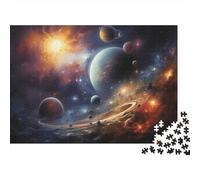Cosmic Planet Scene 1000 Pc Jigsaw Puzzle Bundle Family Puzzle Lovers Brain Training Puzzle Gift for Teen Puzzle Fans 12-18 Years 38x26cm/1000pcs