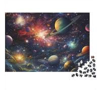 Cosmic Planet Scene 1000-Piece Jigsaw Puzzle Saturn Red Nebula Art- Educational & Challenging Game for Kids 70x50cm/1000pcs