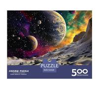 Cosmic Planets 500 Pieces for Adults Fun Thickened Wooden Jigsaw Puzzle Decoration Toy Intellectual Game Stress Relief Education Game Relaxation and Intelligence 500pcs (52x38cm)