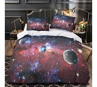 Cosmic Planets Comforter Cover 3D Design Printed Easy Care 3-Piece Bed Set Zipper Galactic Space Scene Quilt Cover Ultra Soft Machine Washable for Teens Adults Women Kids Youth King（220x240cm）