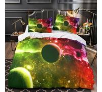 Cosmic Planets Quilt Cover 3D Design Printed Premium 3 Pieces Bed Linen Zipper Closure Vibrant Space Comforter Cover Soft Easy Care for Kids Youth Teenagers Adults Women Girls Super king（260x220cm）