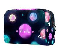 Cosmic Planets Rocket and Galaxy Stars Cosmetic Bag for Women, Travel Toiletries Bags Large Makeup Handy Pouch Organiser Bag with Zipper