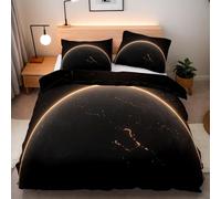 Cosmic Planets Single Duvet Cover Set Black Bedding Set 3D Print Soft Microfiber Quilt Covers 155x200 cm with Zipper Closure and 2 Pillowcases 50x75 cm for Kids Teens H.93