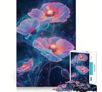 Cosmic Poppies Florals 1000 Piece Jigsaw Puzzles for Adults Jigsaw Sharp Logic, DIY Fun, Family Pastime, Table Accent (50x75cm)