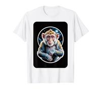 Cosmic Primate Contemplating the Moon Value Graphic T-Shirt, Men, White, M