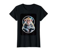 Cosmic Primate Contemplating the Moon Value Graphic T-Shirt, Women, Black, M