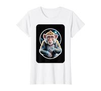 Cosmic Primate Contemplating the Moon Value Graphic T-Shirt, Women, White, L