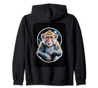 Cosmic Primate Contemplating the Moon Zip Hoodie