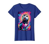 Cosmic Puffin Odyssey Psychedelic Icelandic Bird Trippy T-Shirt, Women, Royal Blue, Medium
