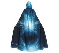 Cosmic Rays Patterned Hooded Poncho, Unisex Hooded Poncho For Cosplay Halloween Costume Party