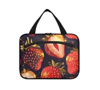 Cosmic Red Strawberry Hanging Kits for Men with Hook, Designer Collapsible case for toiletries for Travel Essentials for Women Traveling bolso de para Mujer L