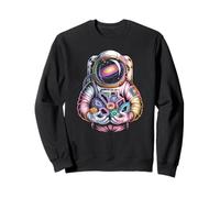 Cosmic rock collecting astronaut finding luminous stones Sweatshirt