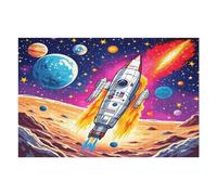 Cosmic Rocket Blastoff Wooden Puzzle with Storage Box, Eco-Friendly Wooden Jigsaw Puzzle for Home Leisure, Stress Relief & Decoration 1000 PCS
