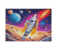 Cosmic Rocket Blastoff Wooden Puzzle with Storage Box, Eco-Friendly Wooden Jigsaw Puzzle for Home Leisure, Stress Relief & Decoration 300 PCS