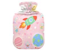 Cosmic rocketing Starry Sky Pink hot Water Bottle with Soft Cover, 2L Warm Compress for Neck and Shoulder Pain Relief, Neck and Shoulder Pain Relief