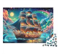 Cosmic Sail 1000 Piece Jigsaw Puzzles Sailing Ship at Sea Adults Aged 12 And Above Educational Game Beautiful Decoration Challenge High Difficulty Birthday Gifts 70x50cm/1000pcs