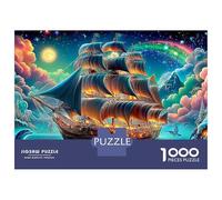 Cosmic Sail Jigsaws Impossible Home Decoration 1000 Piece Puzzle Pirate Ship Cosmic Psychedelic Art Educational Games Wall Decor for Adults And Kids Age 14 Years Up 38x26cm/1000pcs