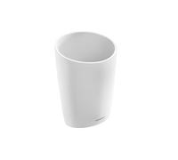 COSMIC Saku Toothbrush Holder for Countertop with Minimalist Design Made of Plastic. Toothbrush Caddy. Oval Pot Stand for Sink in Matte White Color