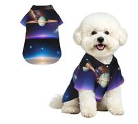 Cosmic Saturn Breathable Hawaiian Dog Shirt Summer Button Up Top for Small Medium Dogs L