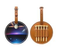 Cosmic Saturn Brown Printed golf tee storage bag - portable design, easy to organize tee