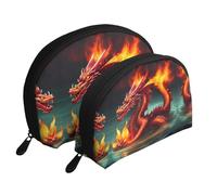 Cosmic Saturn Moon Cosmetic Bag, Travel Makeup Pouch, Portable Waterproof Cosmetic Pouch for Girls Women., Dragon King In Fire, One Size