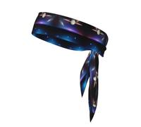 Cosmic Saturn Patterned Sports Headscarf, Unisex Sweat Absorbing Headband for Tennis, Volleyball, Jogging, Yoga
