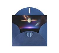 Cosmic Saturn patterns Blue Pearlescent Paper Holiday Cards 6x4 Inches - With Envelopes for Birthdays, Weddings, and Condolences