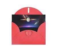 Cosmic Saturn patterns Red Pearlescent Paper Holiday Cards 6x4 Inches - With Envelopes for Birthdays, Weddings, and Condolences