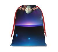 Cosmic Saturn Print Holiday Drawstring Bag, Treat Pouch Wrap,Reusable Event Favor,Daily Storage Bag L