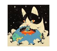 Cosmic Series The Amusing Cat Devours Canvas Poster Wall Art Decor Print Picture Paintings for Living Room Bedroom Decoration 20x20inch(50x50cm)