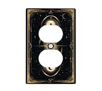 Cosmic Serpent Light Switch Cover Plates/Outlet Covers, Black and Gold Celestial Design for Home Decor, Thermoplastic Wall Plates, Standard Size Single Duplex Outlet