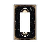 Cosmic Serpent Light Switch Cover Plates/Outlet Covers, Black and Gold Celestial Design for Home Decor, Thermoplastic Wall Plates, Standard Size Single Rocker