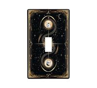 Cosmic Serpent Light Switch Cover Plates/Outlet Covers, Black and Gold Celestial Design for Home Decor, Thermoplastic Wall Plates, Standard Size Single Toggle
