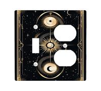 Cosmic Serpent Light Switch Cover Plates/Outlet Covers, Black and Gold Celestial Design for Home Decor, Thermoplastic Wall Plates, Standard Size Toggle Duplex