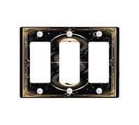Cosmic Serpent Light Switch Cover Plates/Outlet Covers, Black and Gold Celestial Design for Home Decor, Thermoplastic Wall Plates, Standard Size 3 Gang Wall Plate