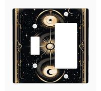 Cosmic Serpent Light Switch Cover Plates/Outlet Covers, Black and Gold Celestial Design for Home Decor, Thermoplastic Wall Plates, Standard Size Toggle Rocker