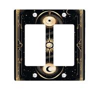 Cosmic Serpent Light Switch Cover Plates/Outlet Covers, Black and Gold Celestial Design for Home Decor, Thermoplastic Wall Plates, Standard Size Double Rocker