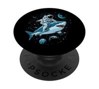 Cosmic Shark Rider Astronaut Space Ocean Adventure Rocket PopSockets Adhesive PopGrip