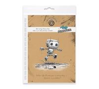 Cosmic Shimmer Bot-Ology Rainy Day Pre-Cut Mounted Rubber Stamp by Andy Skinner & Katy Sue. Image 96 x 93, Quote 86 x 15 Millimetres for Stamping in Mixed Media, Art Journaling, Card Making