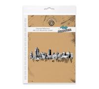 Cosmic Shimmer Cityscape Reflections Pre Cut Mounted Rubber Stamp by Andy Skinner & Katy Sue. Creates a Skyline & Reflections for Stamping Mixed Media, Art Journaling, Card Making. Design 42 x 124mms.