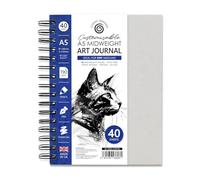 Cosmic Shimmer Customisable A5 Art Journal - 190gsm Midweight Paper Sketchbook with Greyboard Covers - Spiral Bound Mixed Media Journal for Drawing Sketching and Creative Journalling