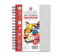 Cosmic Shimmer Customisable Mixed Media A5 Art Journal - 350gsm Heavyweight Cardstock with Greyboard Covers - Spiral Bound for Watercolour Inks Stamping and Mixed Media