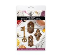 Cosmic Shimmer Locks & Key Silicone Mould for Crafting. Use with Air Dry & Polymer Clay, Resin, Wax, Cold Porcelain & More. Key 70 x 24, Locks 50 x 30 Millimetres from Katy Sue Craft Moulds. UK Made.