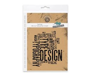 Cosmic Shimmer Typology Pre Cut Mounted Rubber Stamp by Andy Skinner & Katy Sue. Features a Mix of Type & Lettering for Stamping in Mixed Media, Art Journaling, Card Making. Design 105 x 88mms.